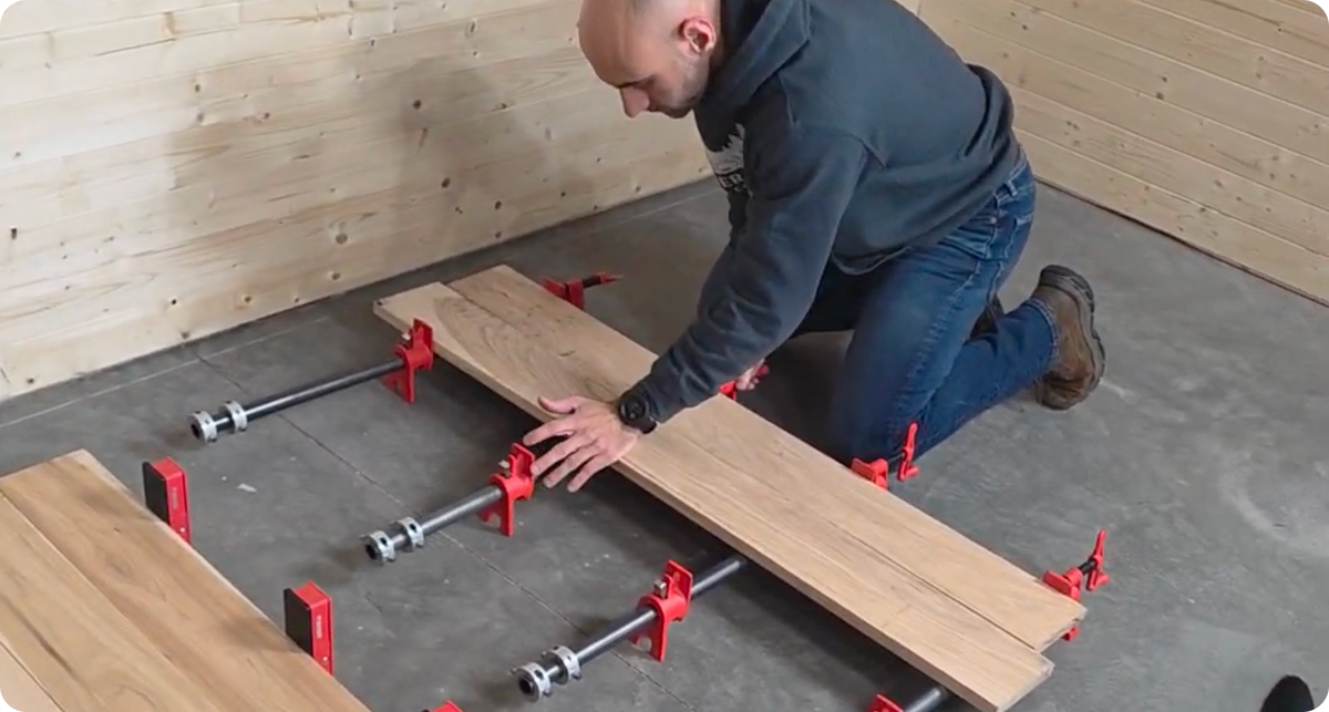 SEE THE CLAMP COMPANION IN ACTION FROM CLAMP STORAGE TO GLUE-UP.